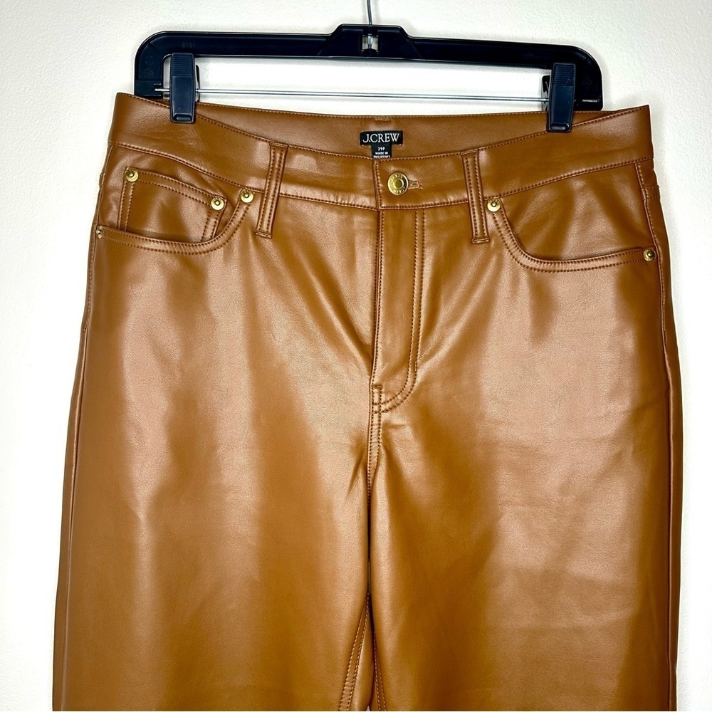 J. Crew Tan Vegan Leather Cropped Wide Leg Ankle Pants Size 29 - Picture 5 of 10